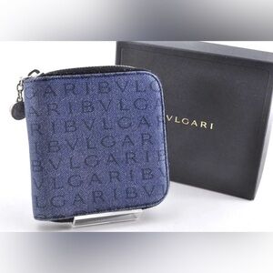 💙💙Bvlgari Blue Denim Monogram Logomania Bi-Fold Wallet w/ Box | PRELOVED! 💙💙